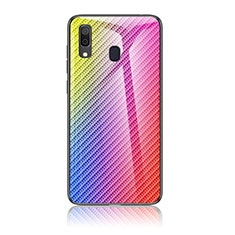 Silikon Schutzhülle Rahmen Tasche Hülle Spiegel Farbverlauf Regenbogen LS2 für Samsung Galaxy M10S Rosa