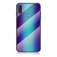 Silikon Schutzhülle Rahmen Tasche Hülle Spiegel Farbverlauf Regenbogen LS2 für Samsung Galaxy M11 Blau