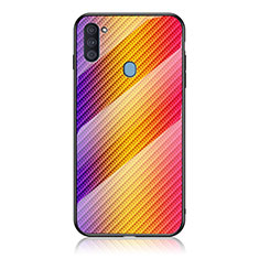 Silikon Schutzhülle Rahmen Tasche Hülle Spiegel Farbverlauf Regenbogen LS2 für Samsung Galaxy M11 Orange