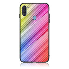 Silikon Schutzhülle Rahmen Tasche Hülle Spiegel Farbverlauf Regenbogen LS2 für Samsung Galaxy M11 Rosa