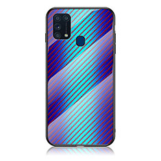 Silikon Schutzhülle Rahmen Tasche Hülle Spiegel Farbverlauf Regenbogen LS2 für Samsung Galaxy M31 Prime Edition Blau