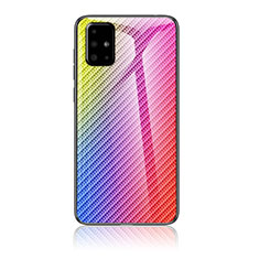 Silikon Schutzhülle Rahmen Tasche Hülle Spiegel Farbverlauf Regenbogen LS2 für Samsung Galaxy M40S Rosa