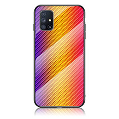 Silikon Schutzhülle Rahmen Tasche Hülle Spiegel Farbverlauf Regenbogen LS2 für Samsung Galaxy M51 Orange