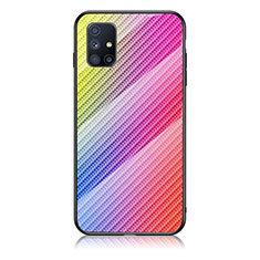 Silikon Schutzhülle Rahmen Tasche Hülle Spiegel Farbverlauf Regenbogen LS2 für Samsung Galaxy M51 Rosa