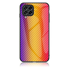 Silikon Schutzhülle Rahmen Tasche Hülle Spiegel Farbverlauf Regenbogen LS2 für Samsung Galaxy M53 5G Orange
