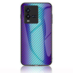 Silikon Schutzhülle Rahmen Tasche Hülle Spiegel Farbverlauf Regenbogen LS2 für Vivo iQOO 10 5G Blau