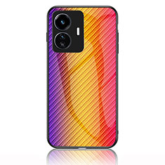 Silikon Schutzhülle Rahmen Tasche Hülle Spiegel Farbverlauf Regenbogen LS2 für Vivo iQOO Z6 Lite 5G Orange