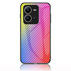 Silikon Schutzhülle Rahmen Tasche Hülle Spiegel Farbverlauf Regenbogen LS2 für Vivo V25 5G Rosa