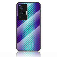 Silikon Schutzhülle Rahmen Tasche Hülle Spiegel Farbverlauf Regenbogen LS2 für Vivo X70 Pro 5G Blau