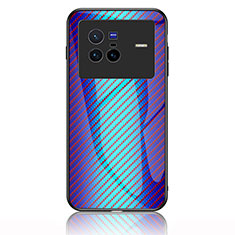 Silikon Schutzhülle Rahmen Tasche Hülle Spiegel Farbverlauf Regenbogen LS2 für Vivo X80 5G Blau