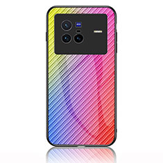 Silikon Schutzhülle Rahmen Tasche Hülle Spiegel Farbverlauf Regenbogen LS2 für Vivo X80 5G Rosa