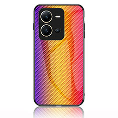 Silikon Schutzhülle Rahmen Tasche Hülle Spiegel Farbverlauf Regenbogen LS2 für Vivo X80 Lite 5G Orange