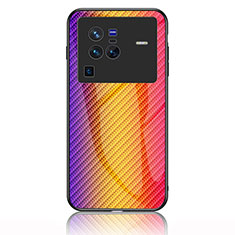 Silikon Schutzhülle Rahmen Tasche Hülle Spiegel Farbverlauf Regenbogen LS2 für Vivo X80 Pro 5G Orange
