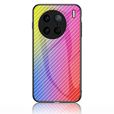 Silikon Schutzhülle Rahmen Tasche Hülle Spiegel Farbverlauf Regenbogen LS2 für Vivo X90 5G Rosa