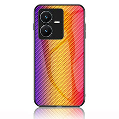Silikon Schutzhülle Rahmen Tasche Hülle Spiegel Farbverlauf Regenbogen LS2 für Vivo Y22 Orange