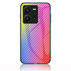 Silikon Schutzhülle Rahmen Tasche Hülle Spiegel Farbverlauf Regenbogen LS2 für Vivo Y35 4G Rosa