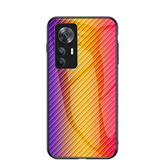 Silikon Schutzhülle Rahmen Tasche Hülle Spiegel Farbverlauf Regenbogen LS2 für Xiaomi Mi 12T 5G Orange