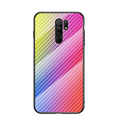 Silikon Schutzhülle Rahmen Tasche Hülle Spiegel Farbverlauf Regenbogen LS2 für Xiaomi Poco M2 Rosa