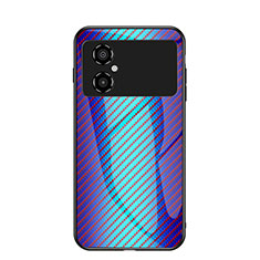 Silikon Schutzhülle Rahmen Tasche Hülle Spiegel Farbverlauf Regenbogen LS2 für Xiaomi Poco M4 5G Blau