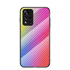 Silikon Schutzhülle Rahmen Tasche Hülle Spiegel Farbverlauf Regenbogen LS2 für Xiaomi Poco X4 NFC Rosa