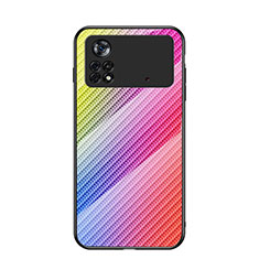 Silikon Schutzhülle Rahmen Tasche Hülle Spiegel Farbverlauf Regenbogen LS2 für Xiaomi Poco X4 Pro 5G Rosa