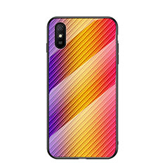 Silikon Schutzhülle Rahmen Tasche Hülle Spiegel Farbverlauf Regenbogen LS2 für Xiaomi Redmi 9A Orange