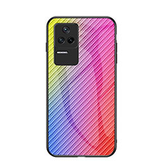 Silikon Schutzhülle Rahmen Tasche Hülle Spiegel Farbverlauf Regenbogen LS2 für Xiaomi Redmi K40S 5G Rosa