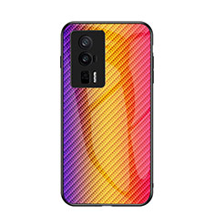 Silikon Schutzhülle Rahmen Tasche Hülle Spiegel Farbverlauf Regenbogen LS2 für Xiaomi Redmi K60 5G Orange