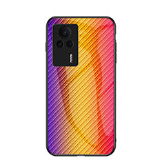 Silikon Schutzhülle Rahmen Tasche Hülle Spiegel Farbverlauf Regenbogen LS2 für Xiaomi Redmi K60E 5G Orange