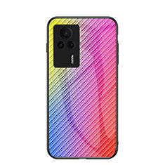 Silikon Schutzhülle Rahmen Tasche Hülle Spiegel Farbverlauf Regenbogen LS2 für Xiaomi Redmi K60E 5G Rosa