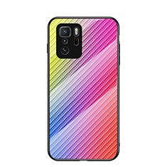 Silikon Schutzhülle Rahmen Tasche Hülle Spiegel Farbverlauf Regenbogen LS2 für Xiaomi Redmi Note 10 Pro 5G Orange