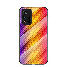 Silikon Schutzhülle Rahmen Tasche Hülle Spiegel Farbverlauf Regenbogen LS2 für Xiaomi Redmi Note 11S 5G Orange