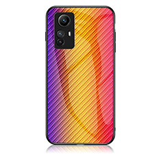 Silikon Schutzhülle Rahmen Tasche Hülle Spiegel Farbverlauf Regenbogen LS2 für Xiaomi Redmi Note 12S Orange