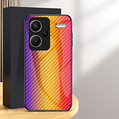 Silikon Schutzhülle Rahmen Tasche Hülle Spiegel Farbverlauf Regenbogen LS2 für Xiaomi Redmi Note 13 Pro+ Plus 5G Orange