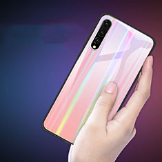 Silikon Schutzhülle Rahmen Tasche Hülle Spiegel Farbverlauf Regenbogen M01 für Huawei P20 Pro Rosa