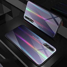 Silikon Schutzhülle Rahmen Tasche Hülle Spiegel Farbverlauf Regenbogen M01 für Huawei P20 Pro Silber