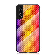 Silikon Schutzhülle Rahmen Tasche Hülle Spiegel Farbverlauf Regenbogen M01 für Samsung Galaxy S21 Plus 5G Gelb