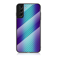 Silikon Schutzhülle Rahmen Tasche Hülle Spiegel Farbverlauf Regenbogen M01 für Samsung Galaxy S22 5G Blau