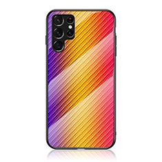 Silikon Schutzhülle Rahmen Tasche Hülle Spiegel Farbverlauf Regenbogen M01 für Samsung Galaxy S22 Ultra 5G Gelb