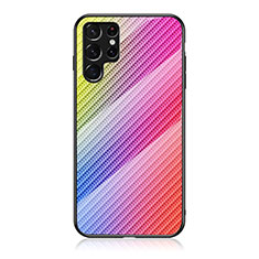 Silikon Schutzhülle Rahmen Tasche Hülle Spiegel Farbverlauf Regenbogen M01 für Samsung Galaxy S23 Ultra 5G Rosa
