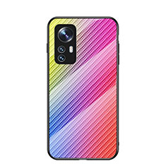 Silikon Schutzhülle Rahmen Tasche Hülle Spiegel Farbverlauf Regenbogen M01 für Xiaomi Mi 12 5G Rosa