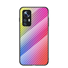 Silikon Schutzhülle Rahmen Tasche Hülle Spiegel Farbverlauf Regenbogen M01 für Xiaomi Mi 12 Pro 5G Rosa