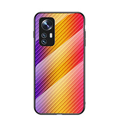 Silikon Schutzhülle Rahmen Tasche Hülle Spiegel Farbverlauf Regenbogen M01 für Xiaomi Mi 12X 5G Orange