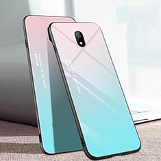 Silikon Schutzhülle Rahmen Tasche Hülle Spiegel Farbverlauf Regenbogen M01 für Xiaomi Redmi 8A Cyan