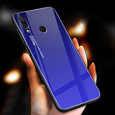 Silikon Schutzhülle Rahmen Tasche Hülle Spiegel Farbverlauf Regenbogen M01 für Xiaomi Redmi Note 7 Blau