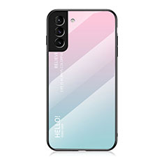 Silikon Schutzhülle Rahmen Tasche Hülle Spiegel Farbverlauf Regenbogen M02 für Samsung Galaxy S21 FE 5G Cyan
