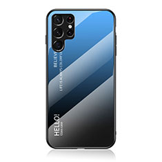 Silikon Schutzhülle Rahmen Tasche Hülle Spiegel Farbverlauf Regenbogen M02 für Samsung Galaxy S22 Ultra 5G Blau