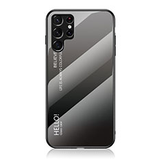 Silikon Schutzhülle Rahmen Tasche Hülle Spiegel Farbverlauf Regenbogen M02 für Samsung Galaxy S23 Ultra 5G Grau