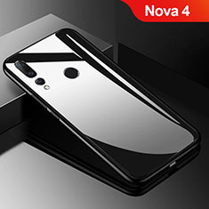 Silikon Schutzhülle Rahmen Tasche Hülle Spiegel für Huawei Nova 4 Schwarz