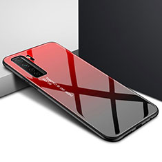 Silikon Schutzhülle Rahmen Tasche Hülle Spiegel für Huawei P40 Lite 5G Rot